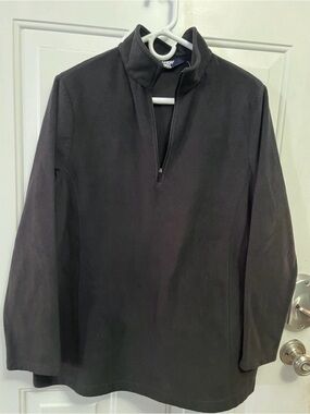 Lands’ End Women’s 1X Black Fleece Quarter Zip Pullover Plus Size 16W 18W